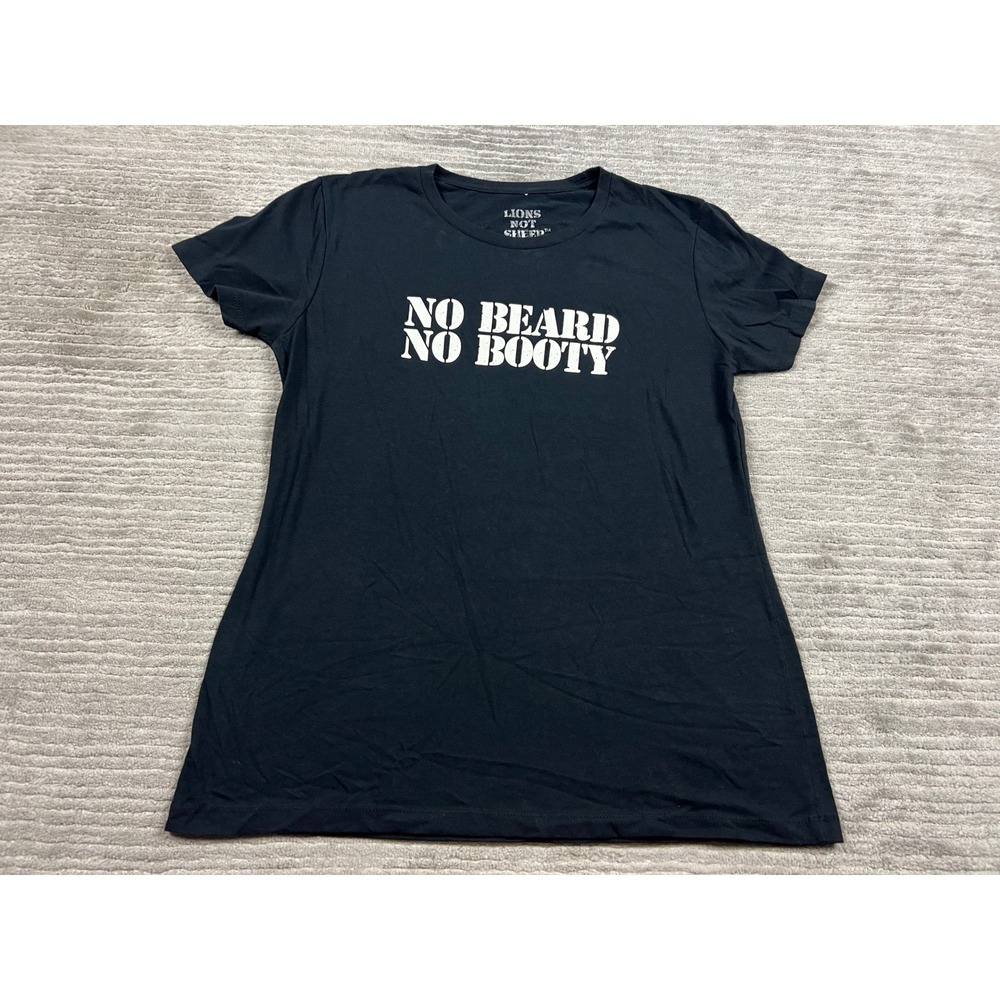 Lions Not Sheep T-Shirt Womens 2XL Black No Beard No Booty Graphic Crew Neck Tee